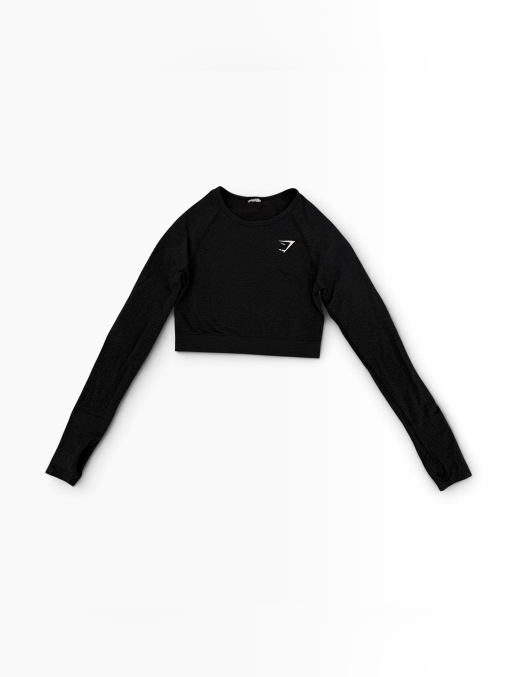 Gymshark Black Long-Sleeve Cropped Workout Top Size Small Women’s